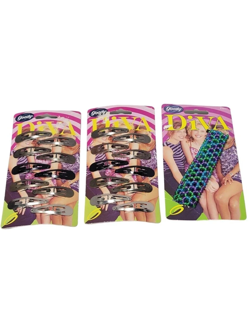 Goody Diva Fashion Hair Clips And Pony Wrap LOT OF 3 SETS Vintage Hair